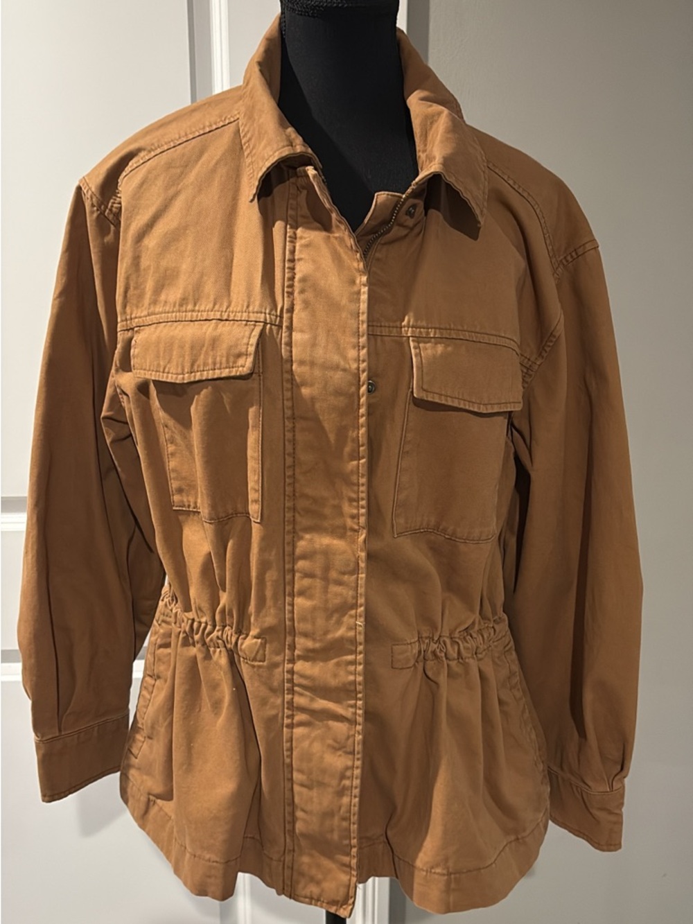 Old Navy Camel Utility Jacket with Drawstring Waist
